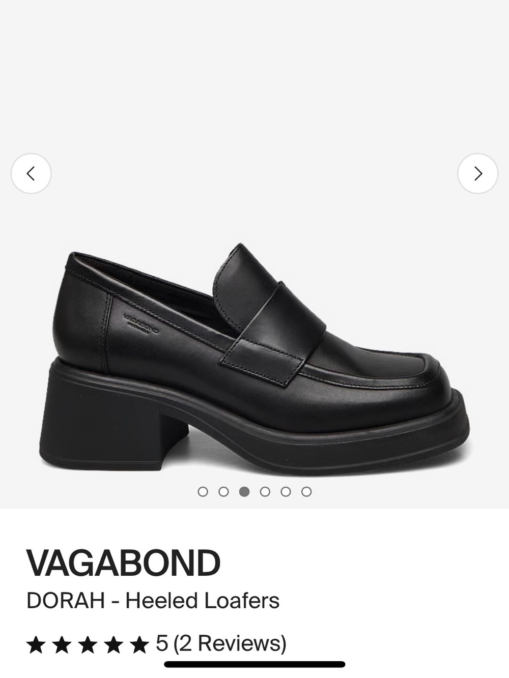 Vagabond Dorah Heeled Loafers – Black Leather Size EU38/US 7.5